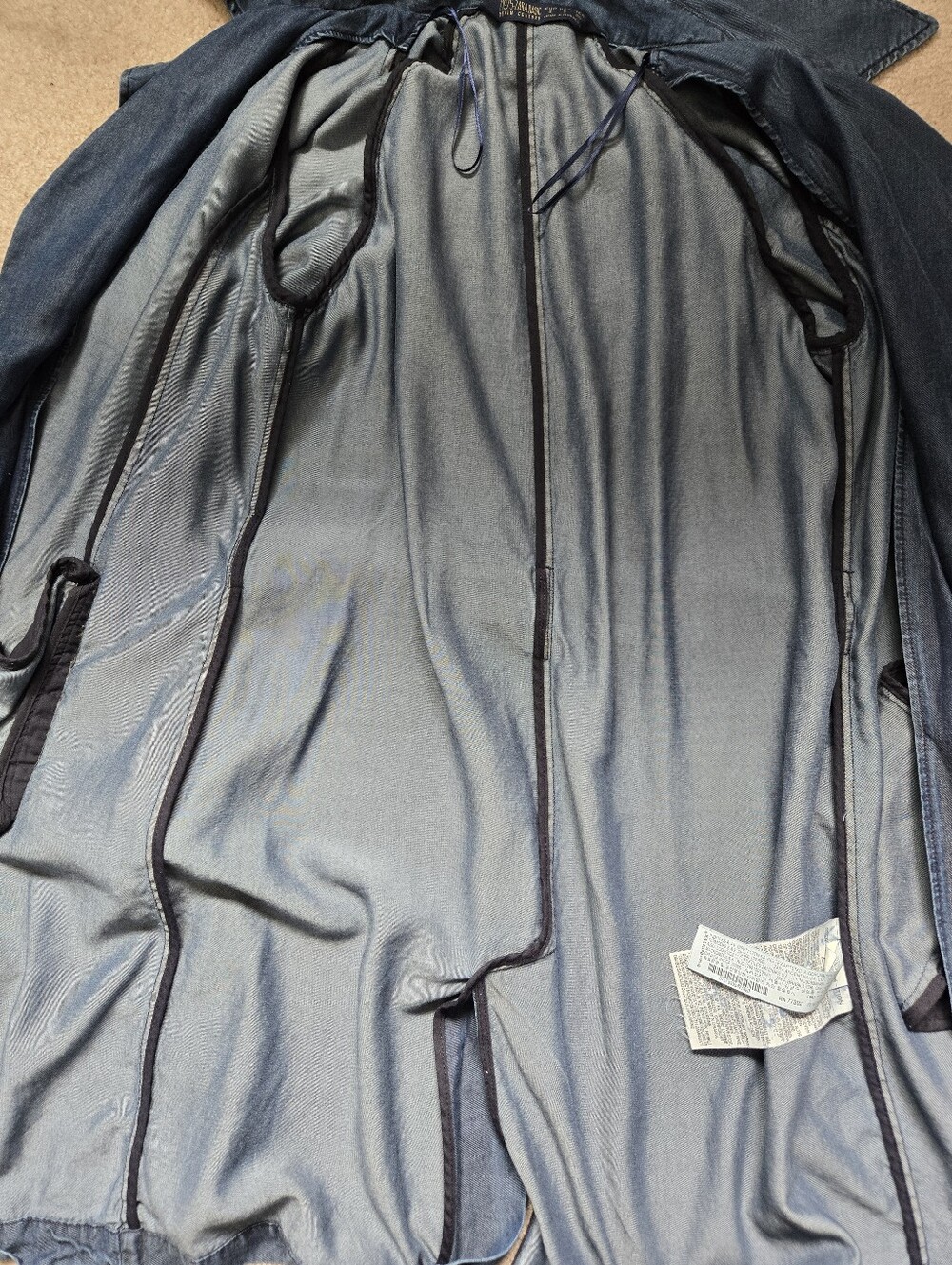 Zara Lightweight Lyocell Denim Belted Trench Coat. Size Small - Picture 11 of 14
